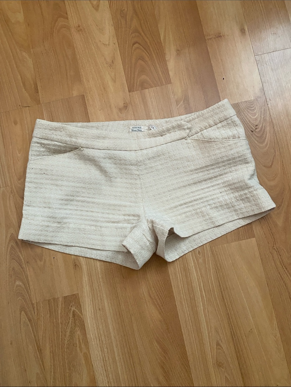 High-Waist Cream Textured Women’s Shorts